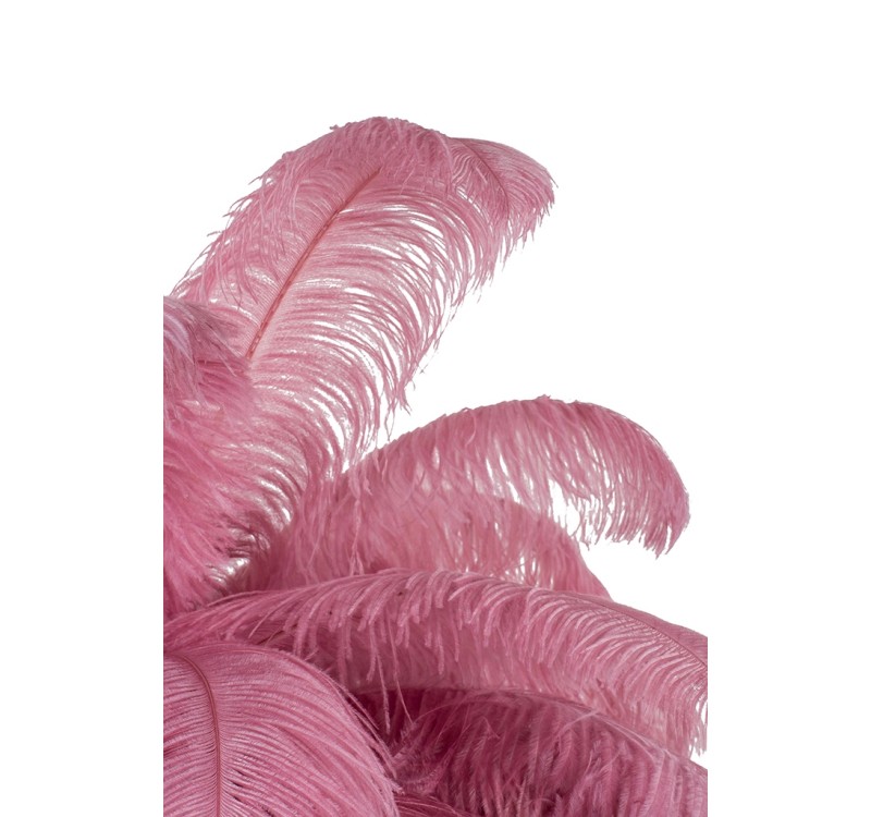 Lampa wisząca TIFFANY 135 różowa mosiądz / naturalne pióra