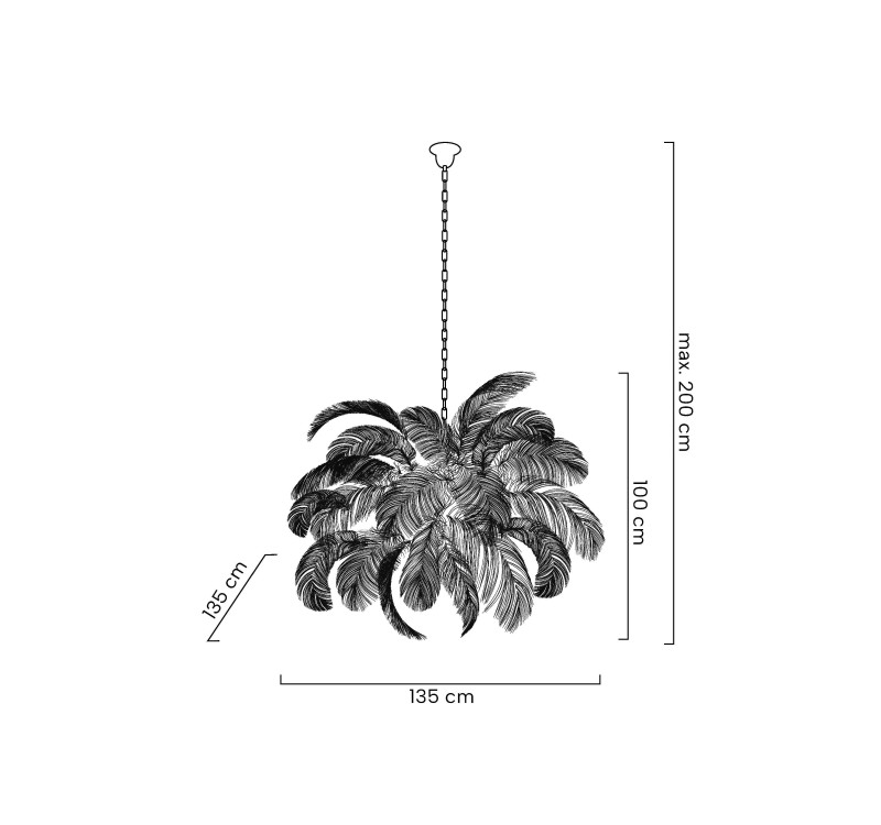 Lampa wisząca TIFFANY 135 różowa mosiądz / naturalne pióra