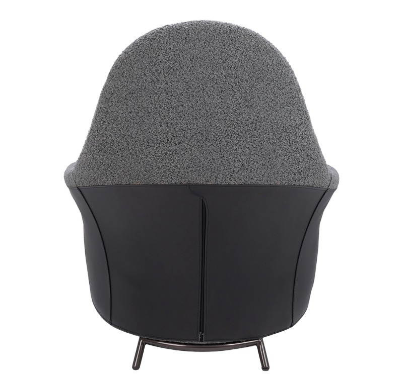 Fotel LOBBY TEDDY szary - stal nierdzewna, czarny opal