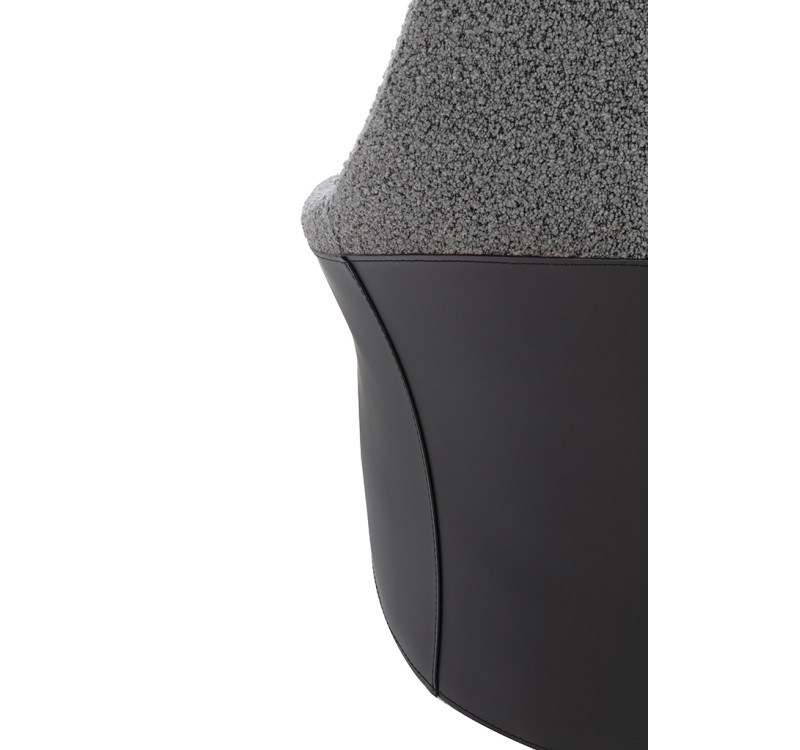 Fotel LOBBY TEDDY szary - stal nierdzewna, czarny opal