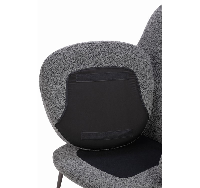 Fotel LOBBY TEDDY szary - stal nierdzewna, czarny opal