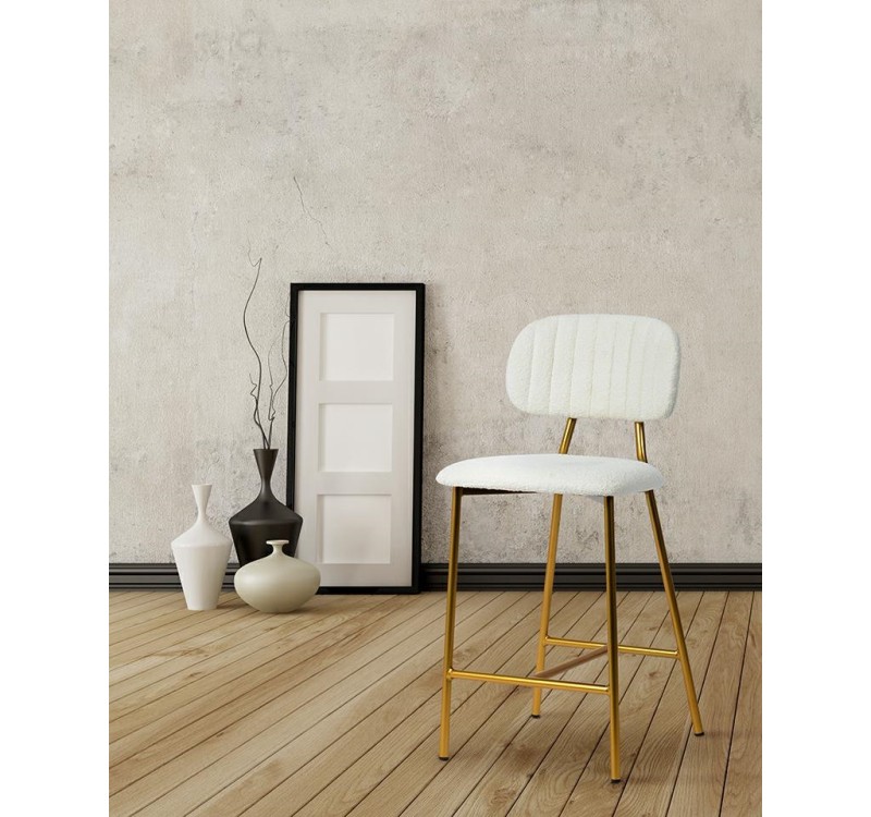 Krzesło barowe FABIOLA BOUCLE białe