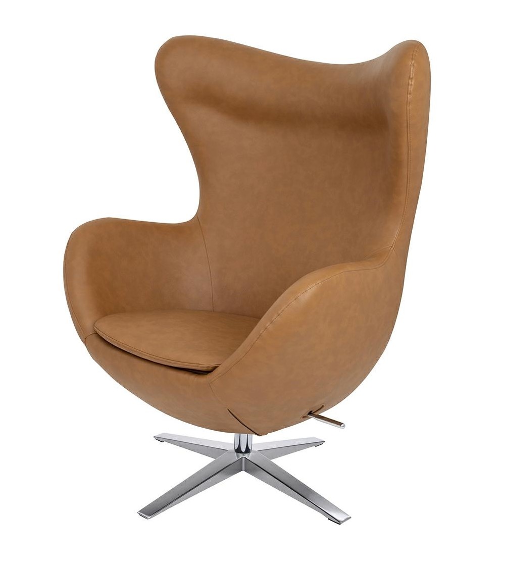 Fotel EGG SZEROKI PU brązowy