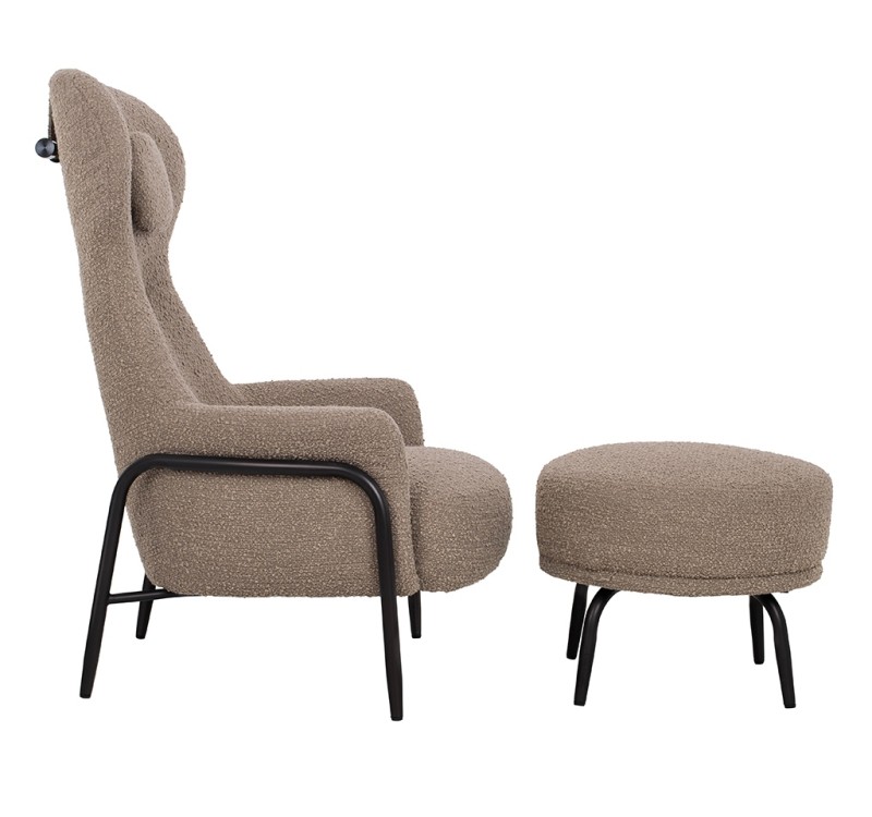 Fotel TEDDY GRAND ciemny brązowy z podnóżkiem