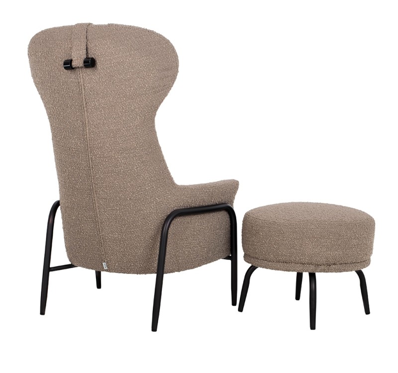 Fotel TEDDY GRAND ciemny brązowy z podnóżkiem