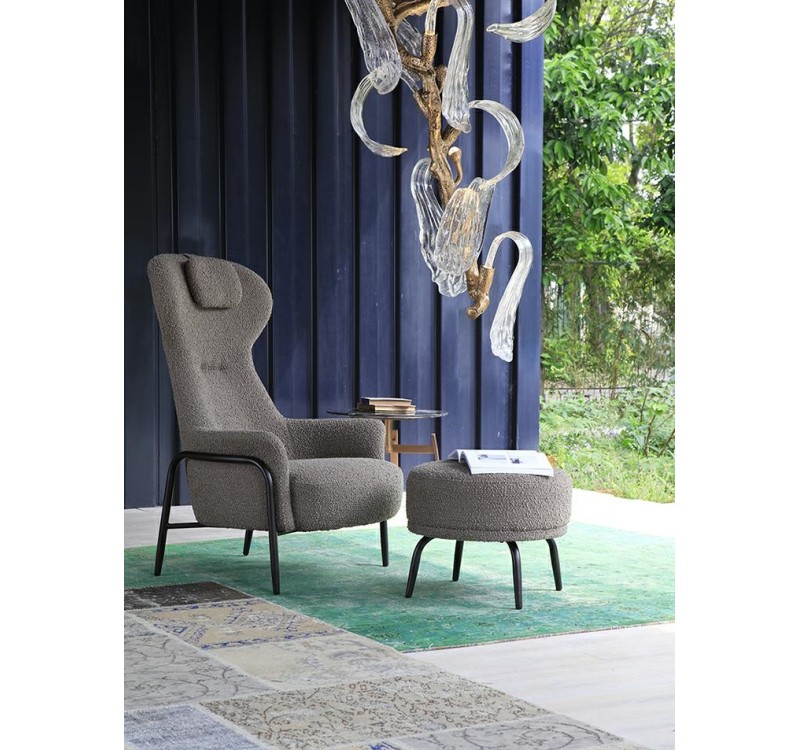 Fotel TEDDY GRAND ciemny brązowy z podnóżkiem