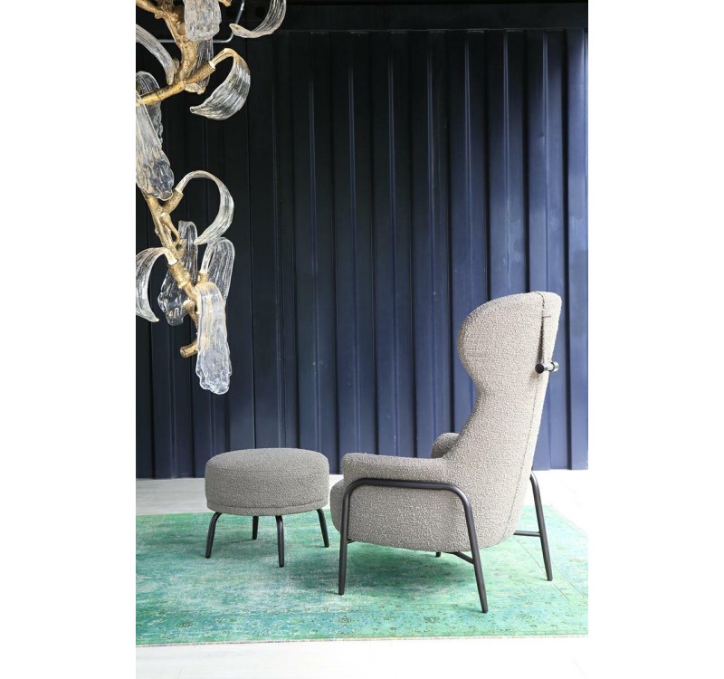 Fotel TEDDY GRAND ciemny brązowy z podnóżkiem