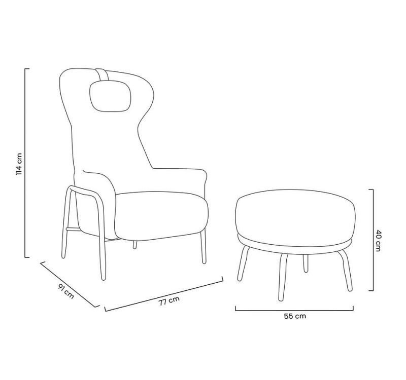 Fotel TEDDY GRAND ciemny brązowy z podnóżkiem