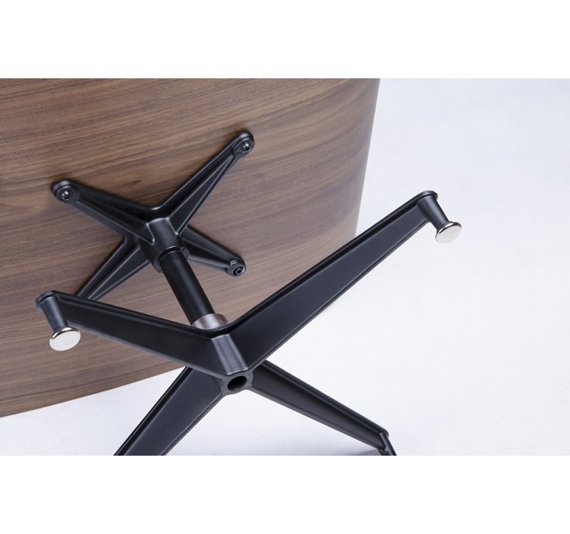 Fotel LOUNGE HM biały / orzech z podnóżkiem biały