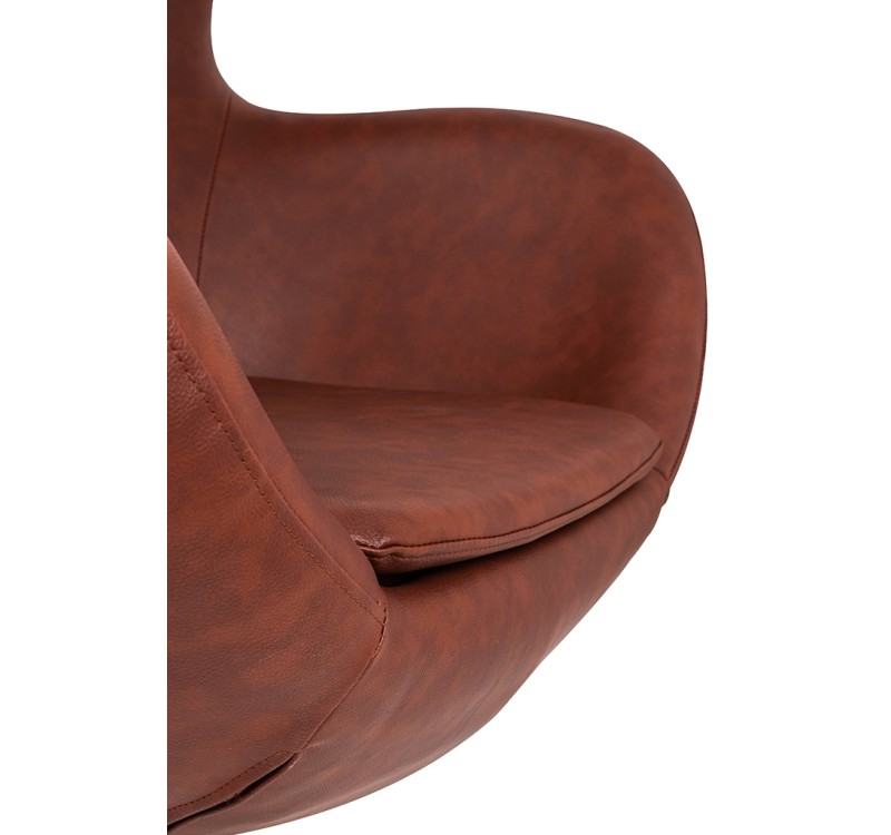 Fotel EGG SZEROKI PU brąz vintage brandy