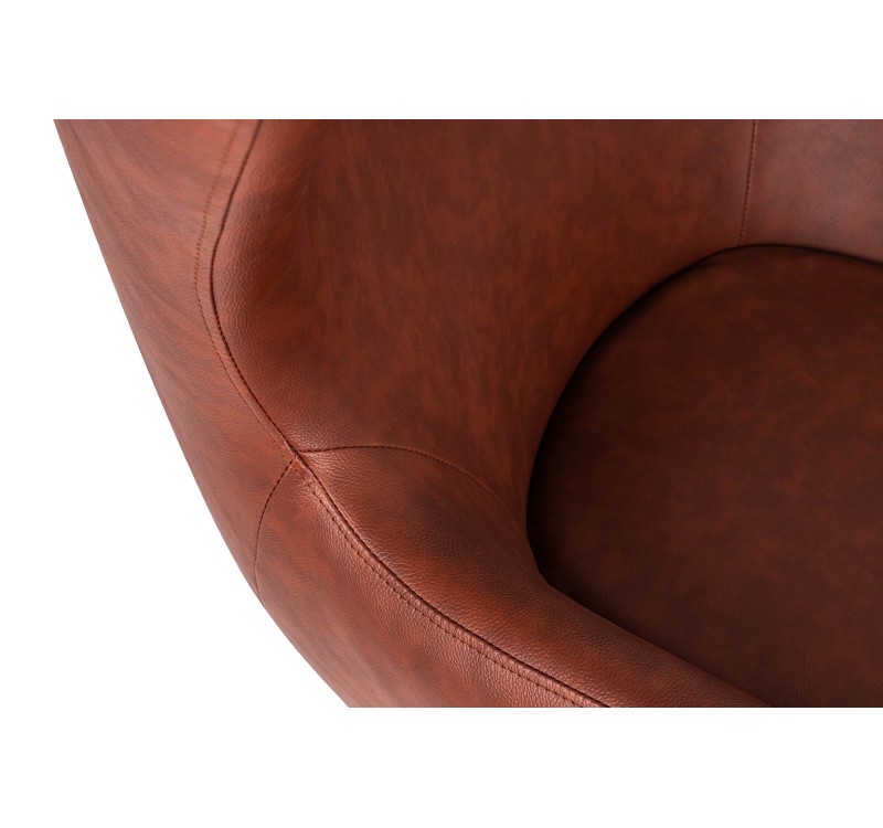 Fotel EGG SZEROKI PU brąz vintage brandy