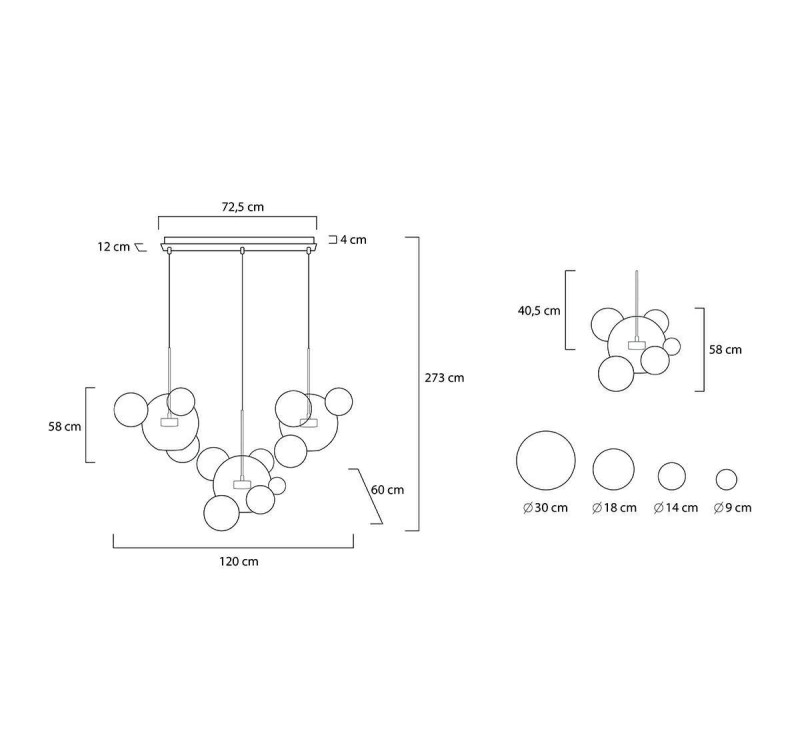 MOOSEE lampa wisząca CAPRI LINE 3 złota   / biała - 180 LED, aluminium, szkło
