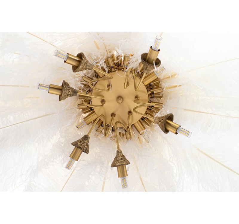 MOOSEE lampa wisząca TIFFANY 135 biała    mosiądz / naturalne pióra