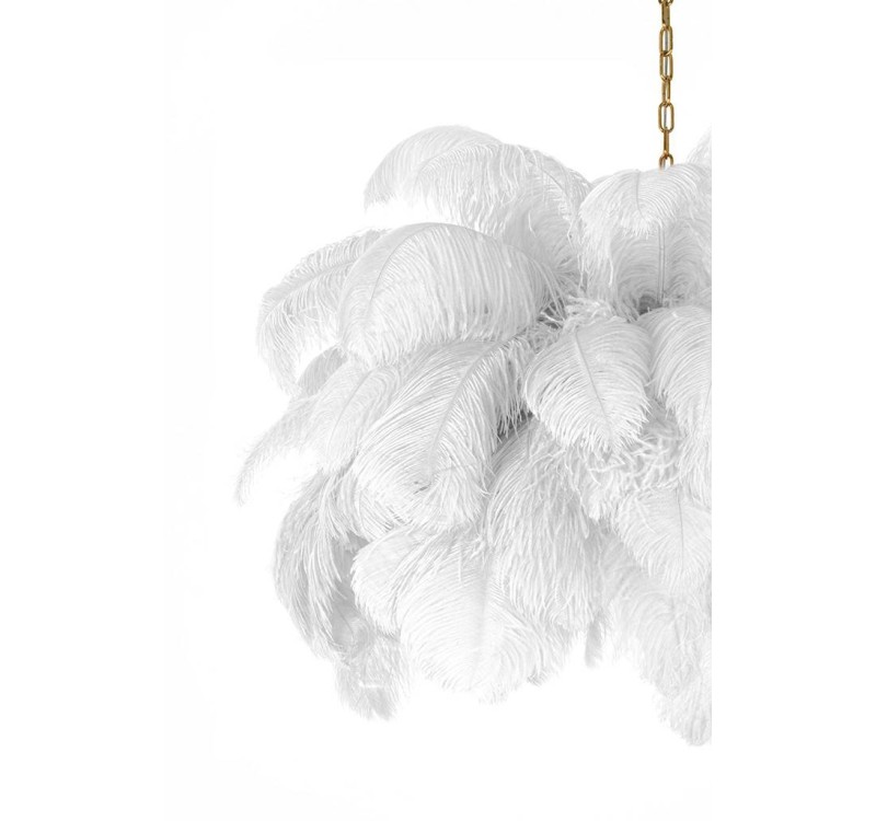 MOOSEE lampa wisząca TIFFANY 135 biała    mosiądz / naturalne pióra