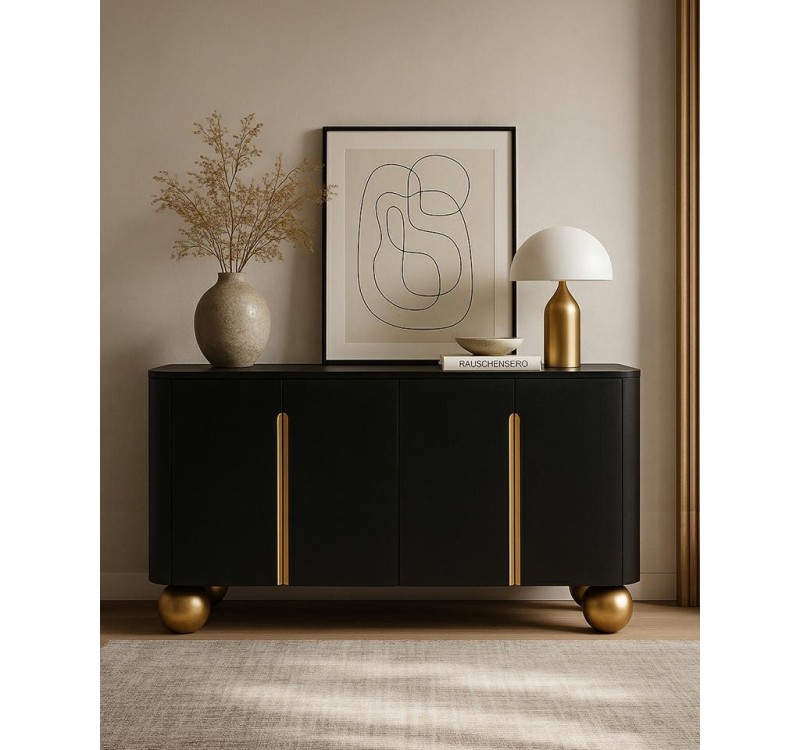 MaMaison komoda ORGANIC czarna / złota    / drewno