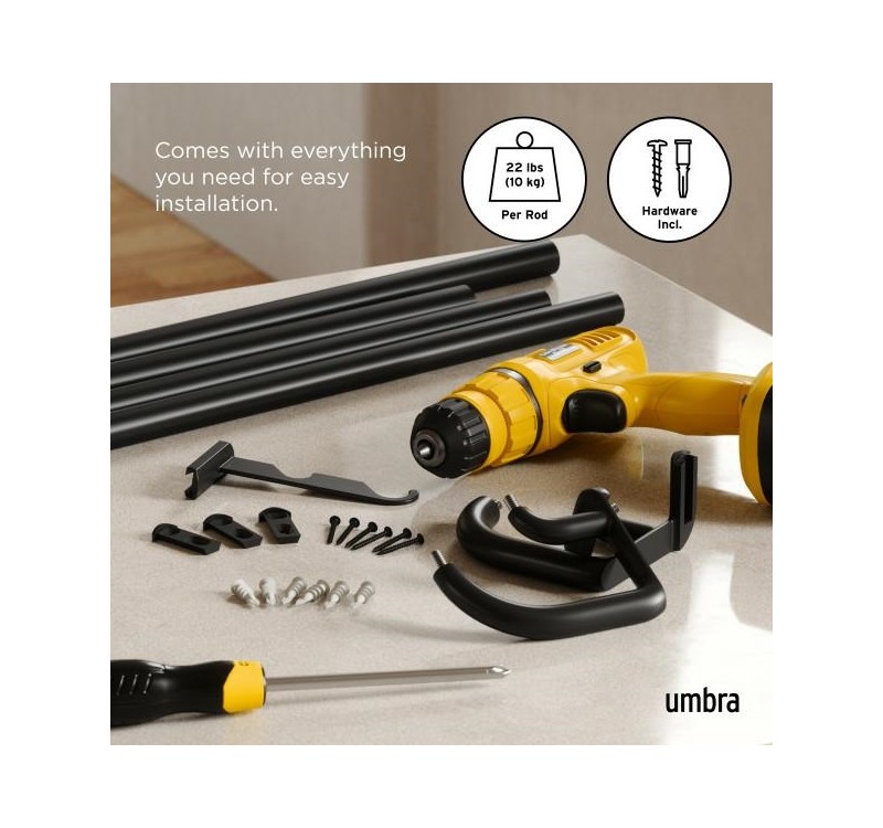 UMBRA karnisz TWILIGHT DOUBLE 76 - 213    cm czarny mat