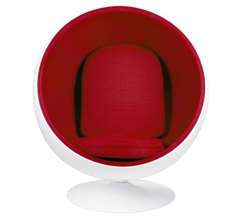 Fotel BALL biało-czerwony - włókno szklane