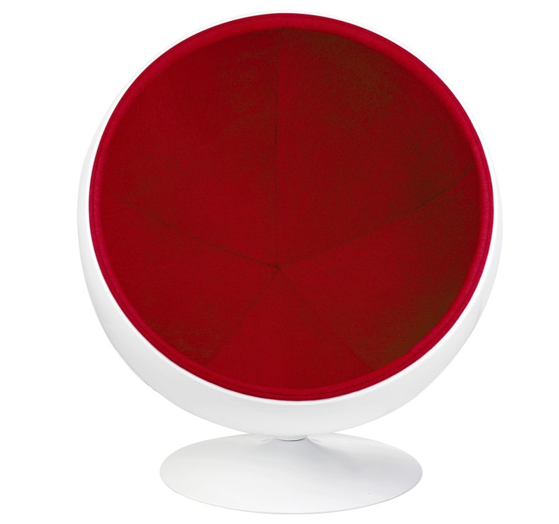 Fotel BALL biało-czerwony - włókno szklane