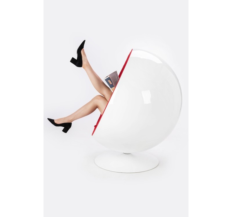 Fotel BALL biało-czerwony - włókno szklane