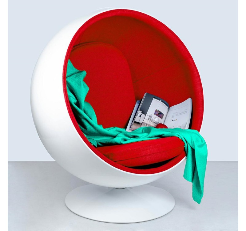 Fotel BALL biało-czerwony - włókno szklane