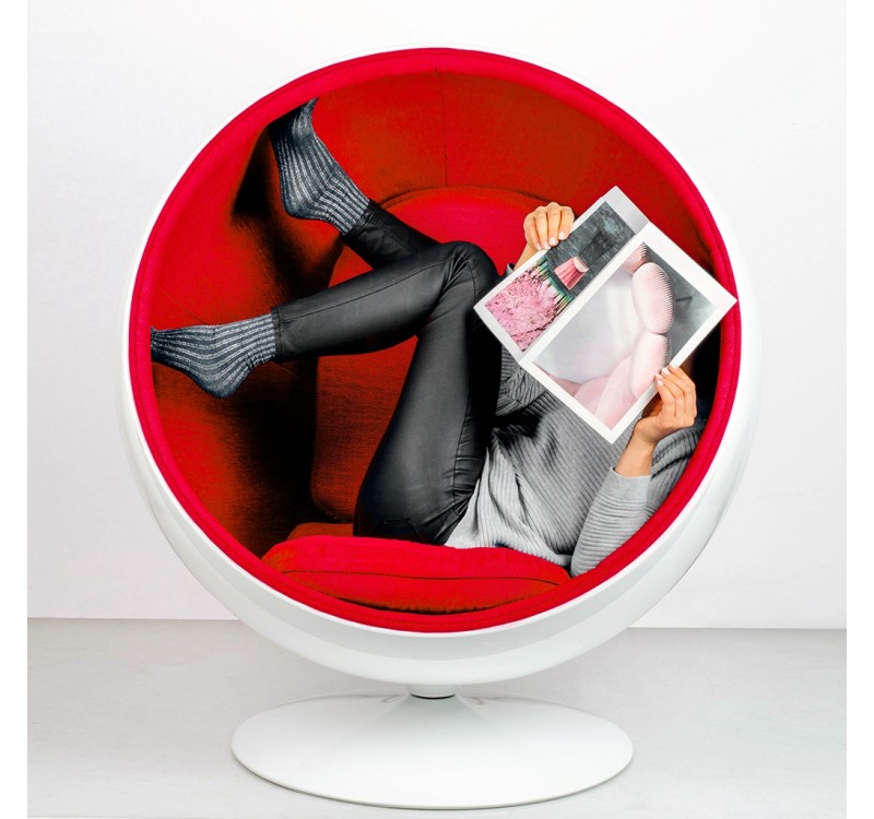 Fotel BALL biało-czerwony - włókno szklane