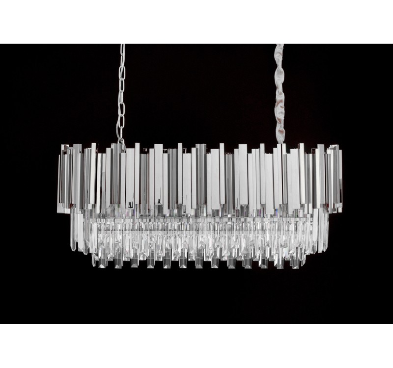 Lampa wisząca IMPERIAL LONG SILVER 90 - stal, kryształ