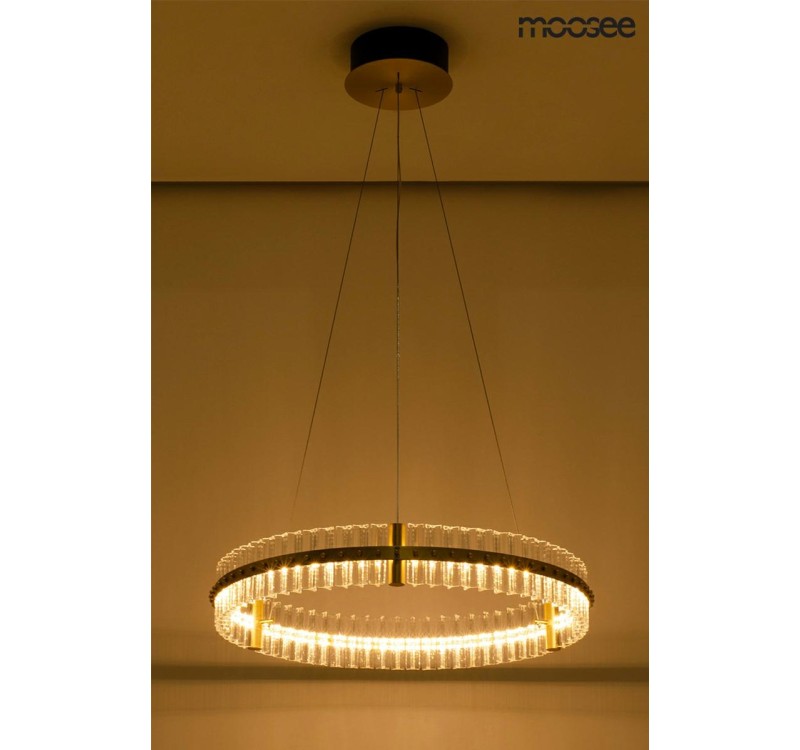 MOOSEE lampa wisząca SATURNUS 70 złota - LED, kryształ, stal szczotkowana