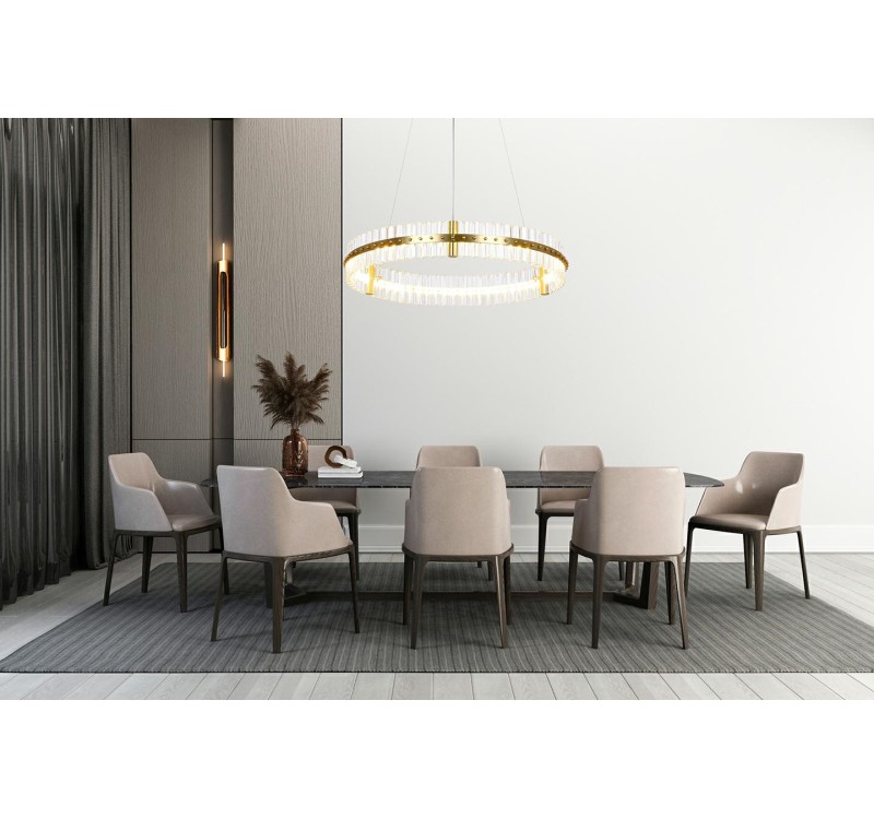 MOOSEE lampa wisząca SATURNUS 70 złota - LED, kryształ, stal szczotkowana