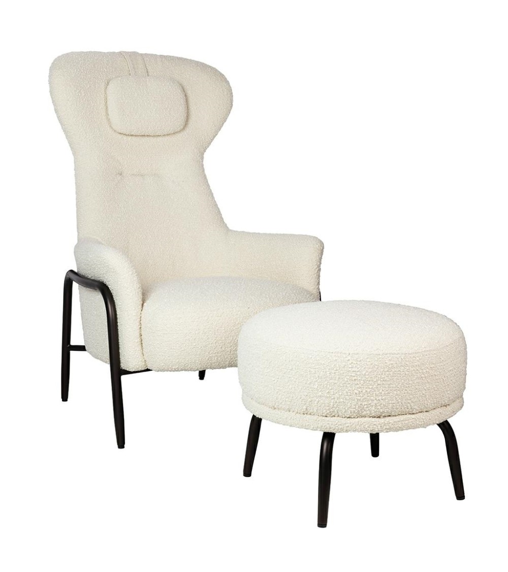 Fotel TEDDY GRAND beżowy z podnóżkiem