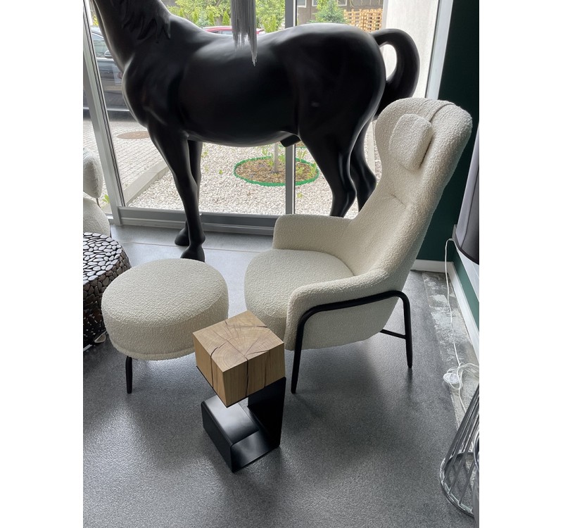 Fotel TEDDY GRAND beżowy z podnóżkiem