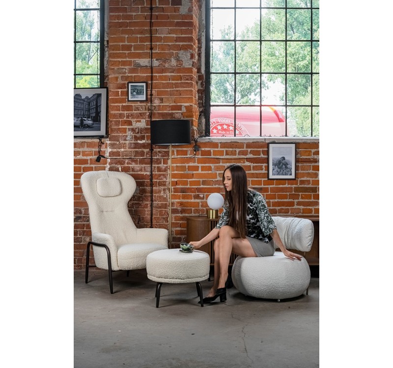 Fotel TEDDY GRAND beżowy z podnóżkiem