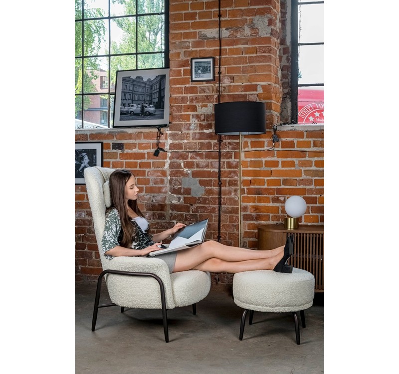 Fotel TEDDY GRAND beżowy z podnóżkiem