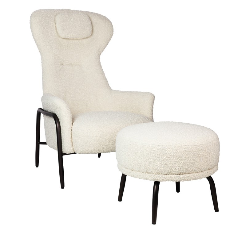 Fotel TEDDY GRAND beżowy z podnóżkiem