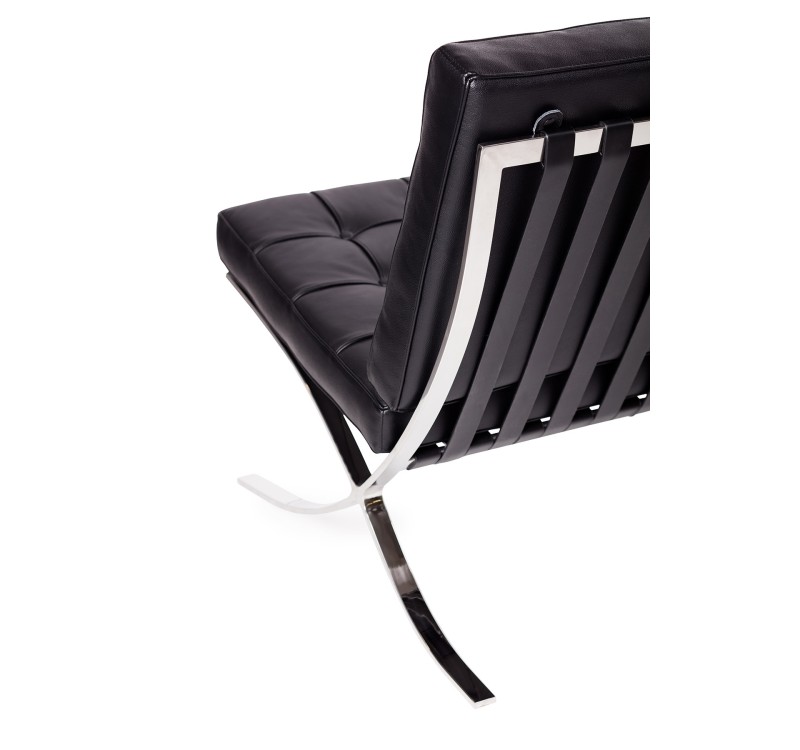 Sofa dwuosobowa BARCELON PRESTIGE PLUS czarna - włoska selekcjonowana skóra naturalna, stal