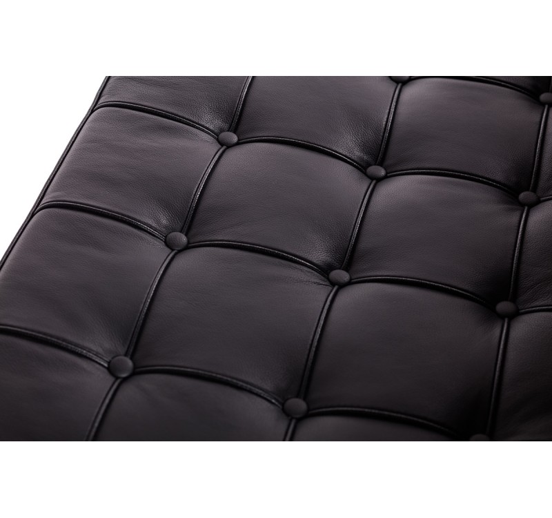 Sofa dwuosobowa BARCELON PRESTIGE PLUS czarna - włoska selekcjonowana skóra naturalna, stal