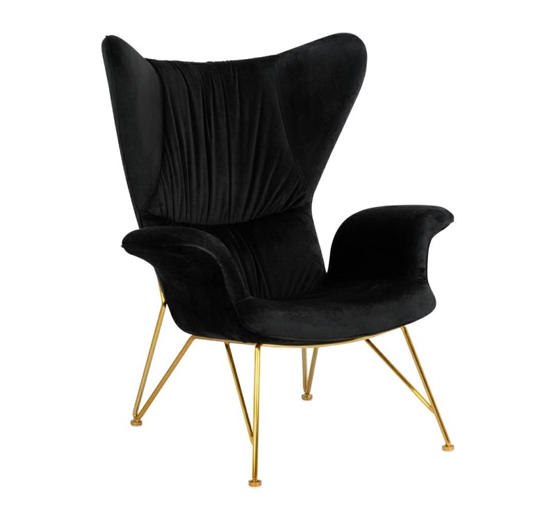 Fotel SHRIMP VELVET czarny - podstawa złota