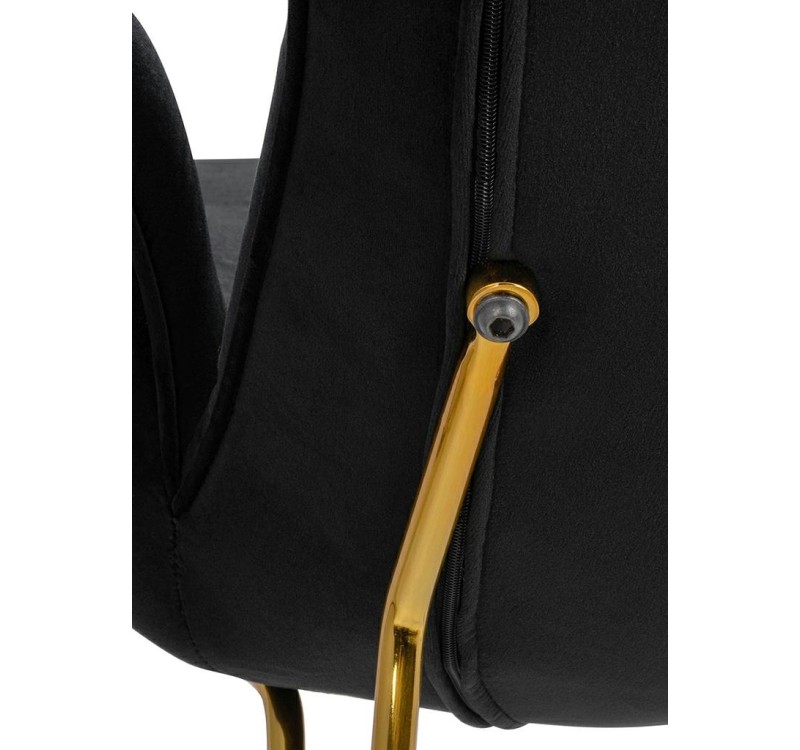 Fotel SHRIMP VELVET czarny - podstawa złota