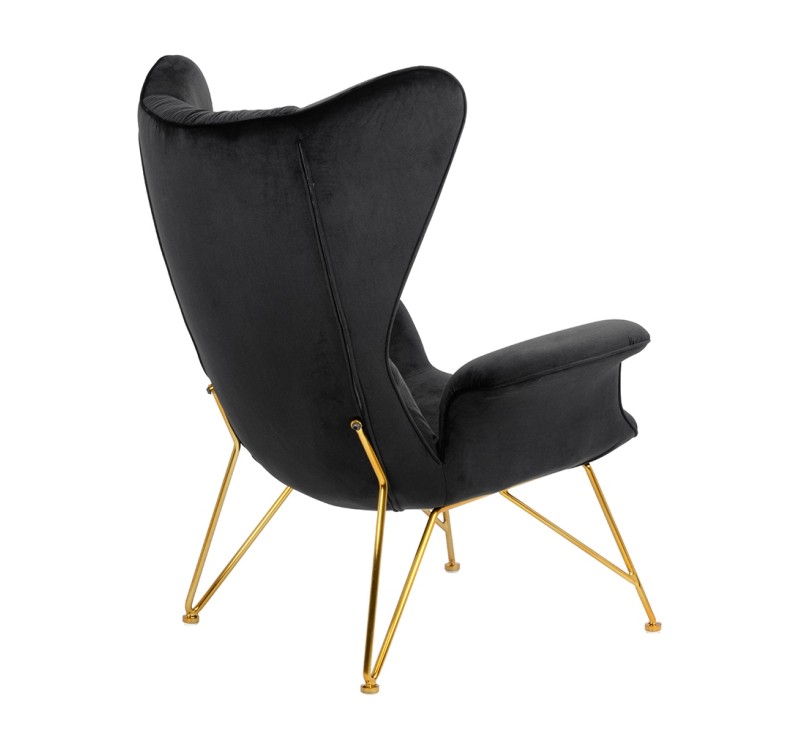 Fotel SHRIMP VELVET czarny - podstawa złota