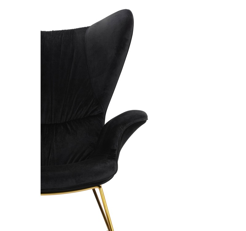 Fotel SHRIMP VELVET czarny - podstawa złota