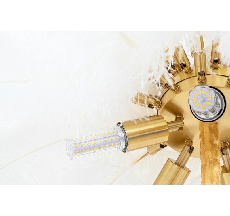 MOOSEE lampa podłogowa TIFFANY 175 biała  mosiądz / naturalne pióra