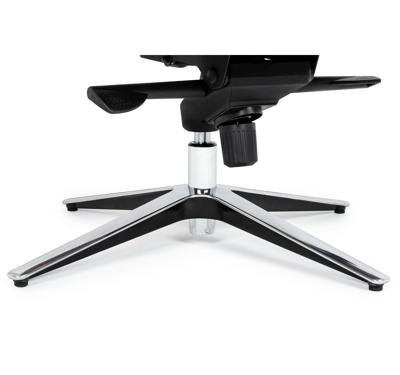 Fotel biurowy LOUNGE BUSINESS czarny z podnóżkiem - sklejka orzech, skóra naturalna, stal polerowana