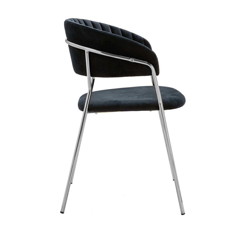 Krzesło MARGO SILVER czarne - welur, podstawa chromowana