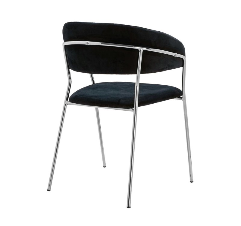 Krzesło MARGO SILVER czarne - welur, podstawa chromowana