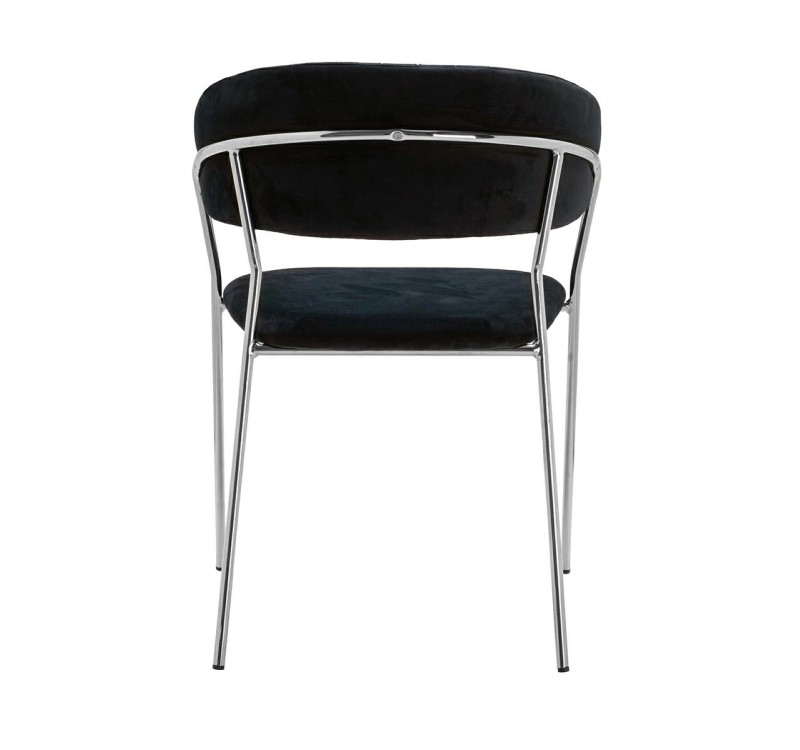 Krzesło MARGO SILVER czarne - welur, podstawa chromowana