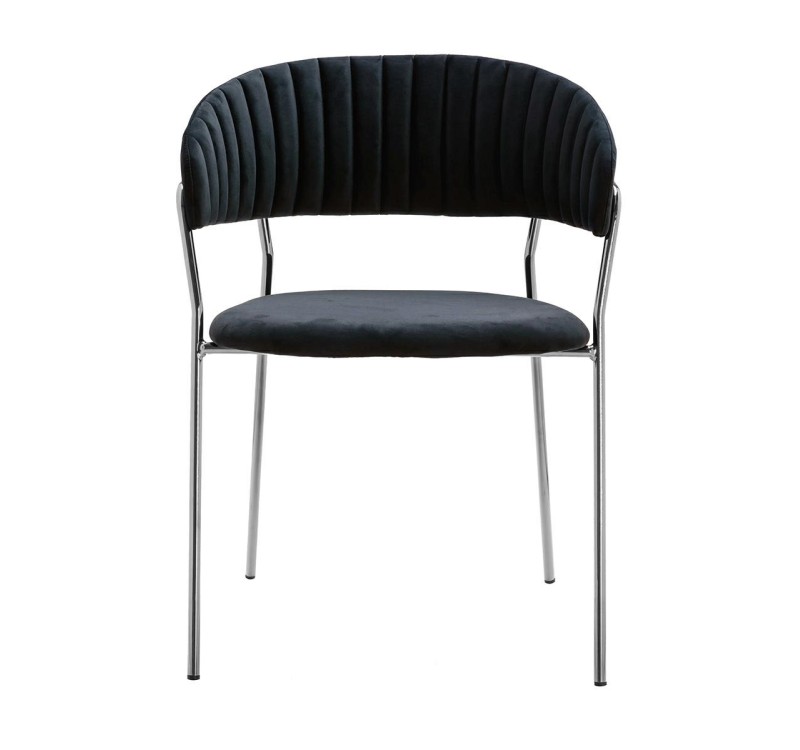 Krzesło MARGO SILVER czarne - welur, podstawa chromowana