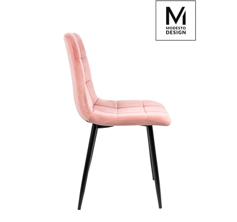 MODESTO krzesło CARLO pudrowy róż - welur, metal