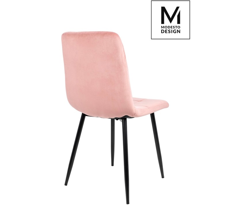 MODESTO krzesło CARLO pudrowy róż - welur, metal