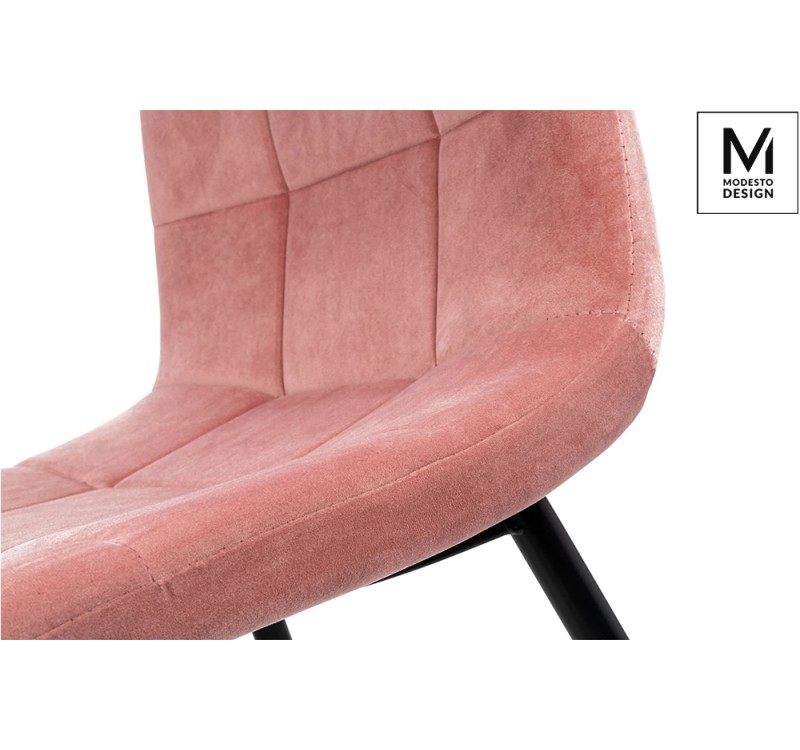 MODESTO krzesło CARLO pudrowy róż - welur, metal