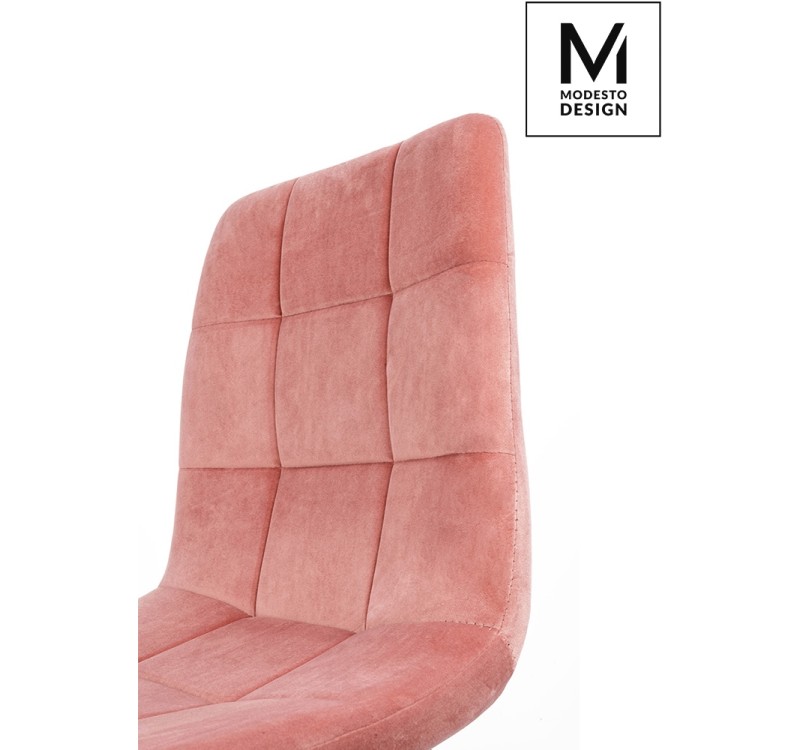 MODESTO krzesło CARLO pudrowy róż - welur, metal