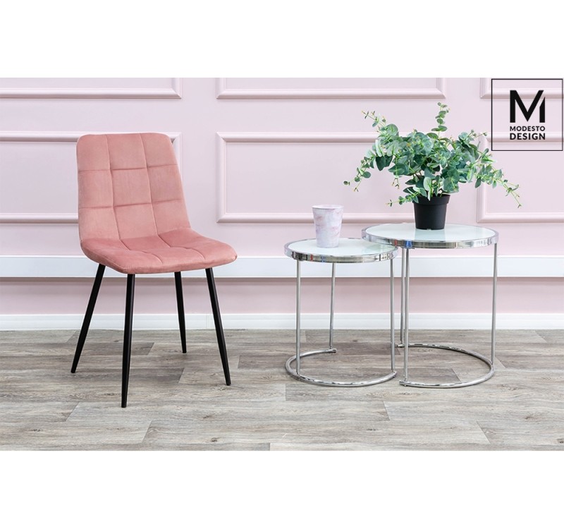 MODESTO krzesło CARLO pudrowy róż - welur, metal